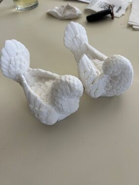 A. Santini Carved Alabaster 1970 made in Italy white  Decorative Ceramic Bird